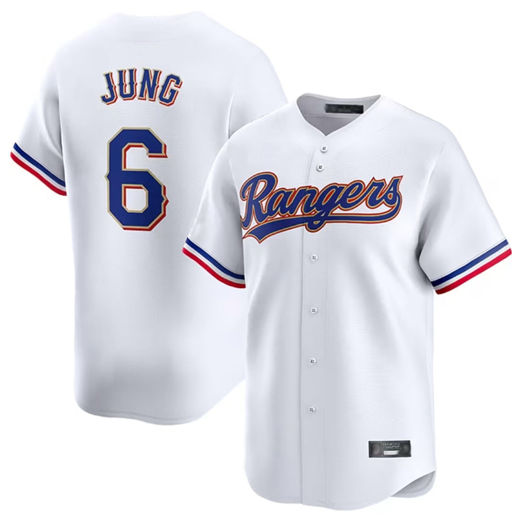 Boles  T.Rangers #6 Josh Jung Player Gold Collection Limited White Stitched Jerseys
