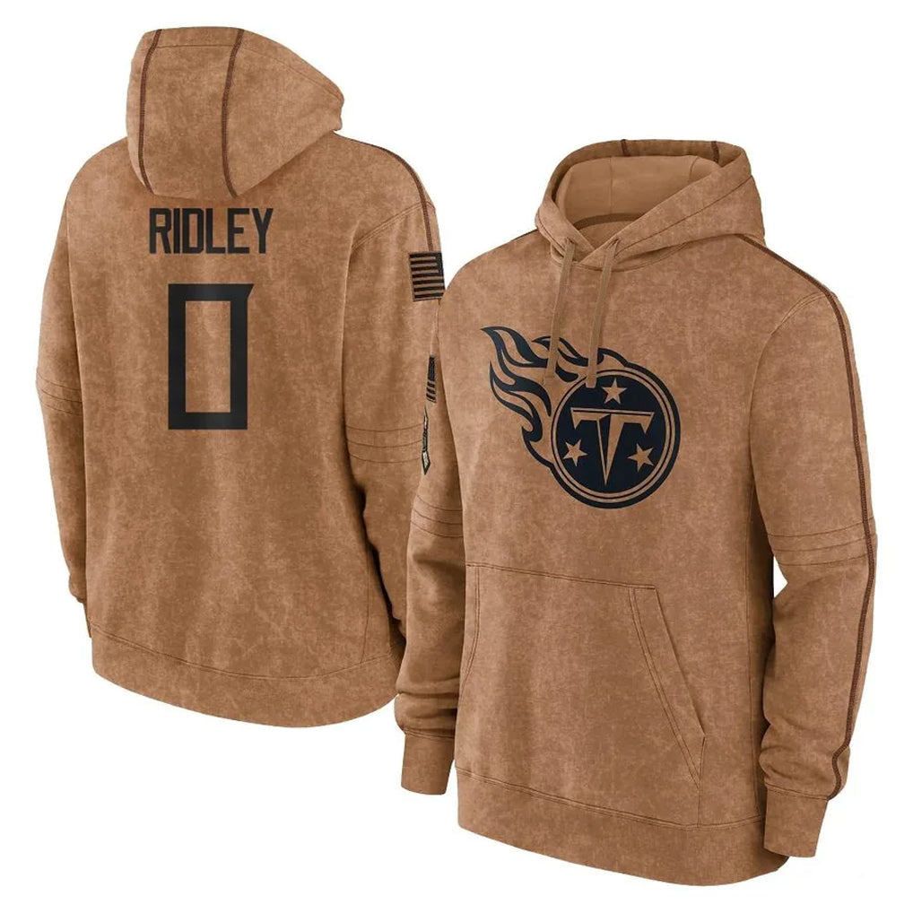 Boles T.Titans #0 Calvin Ridley Player Brown Salute To Service Club Pullover Hoodies Home Game Stitched Jerseys