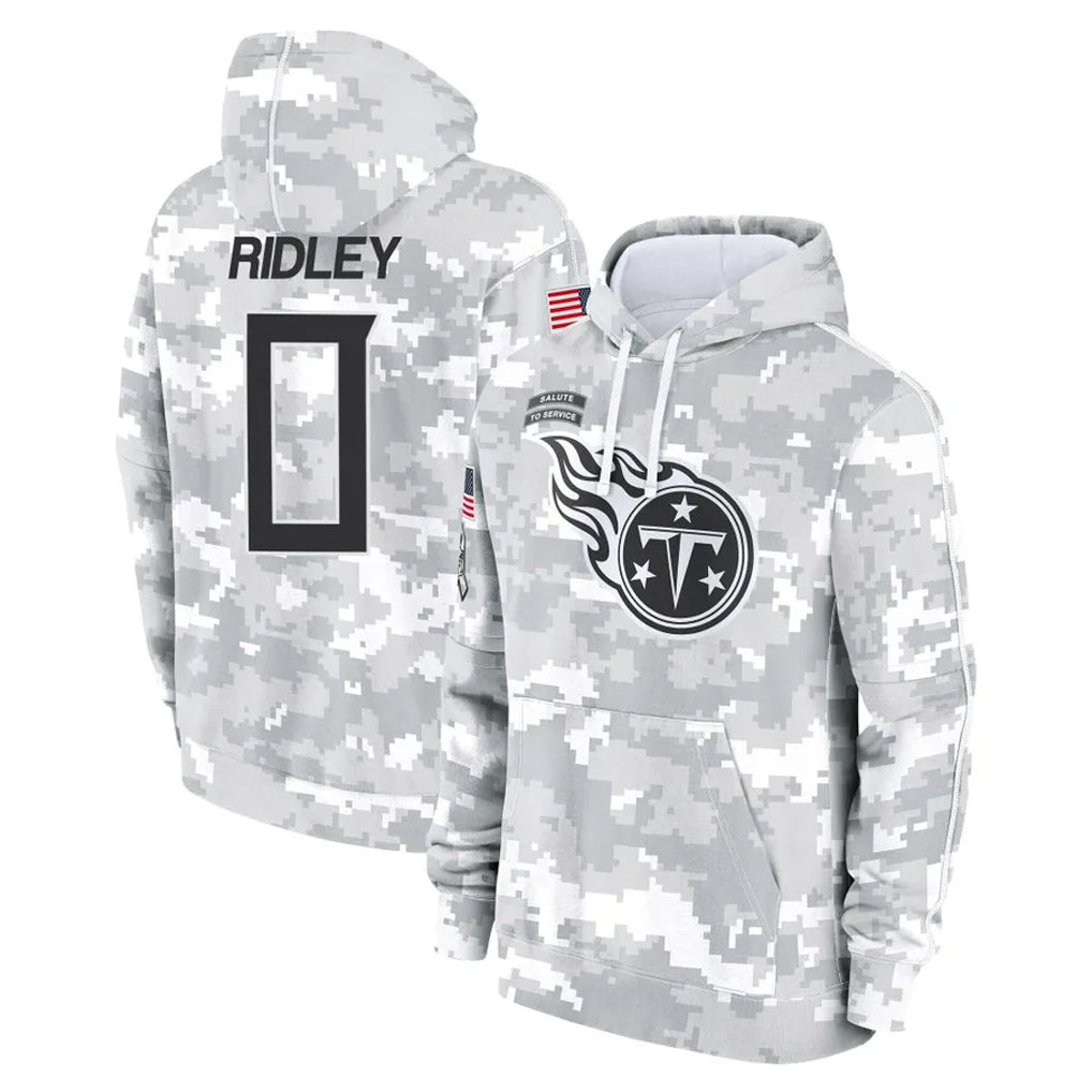 Boles T.Titans #0 Calvin Ridley Player Camo Arctic Salute to Service Pullover Hoodies Home Game Stitched Jerseys