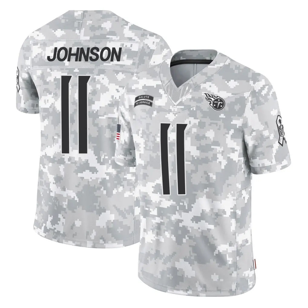Boles T.Titans #11 Jermaine Johnson II Player Arctic Camo Limited Salute to Service Home Game Stitched Jerseys