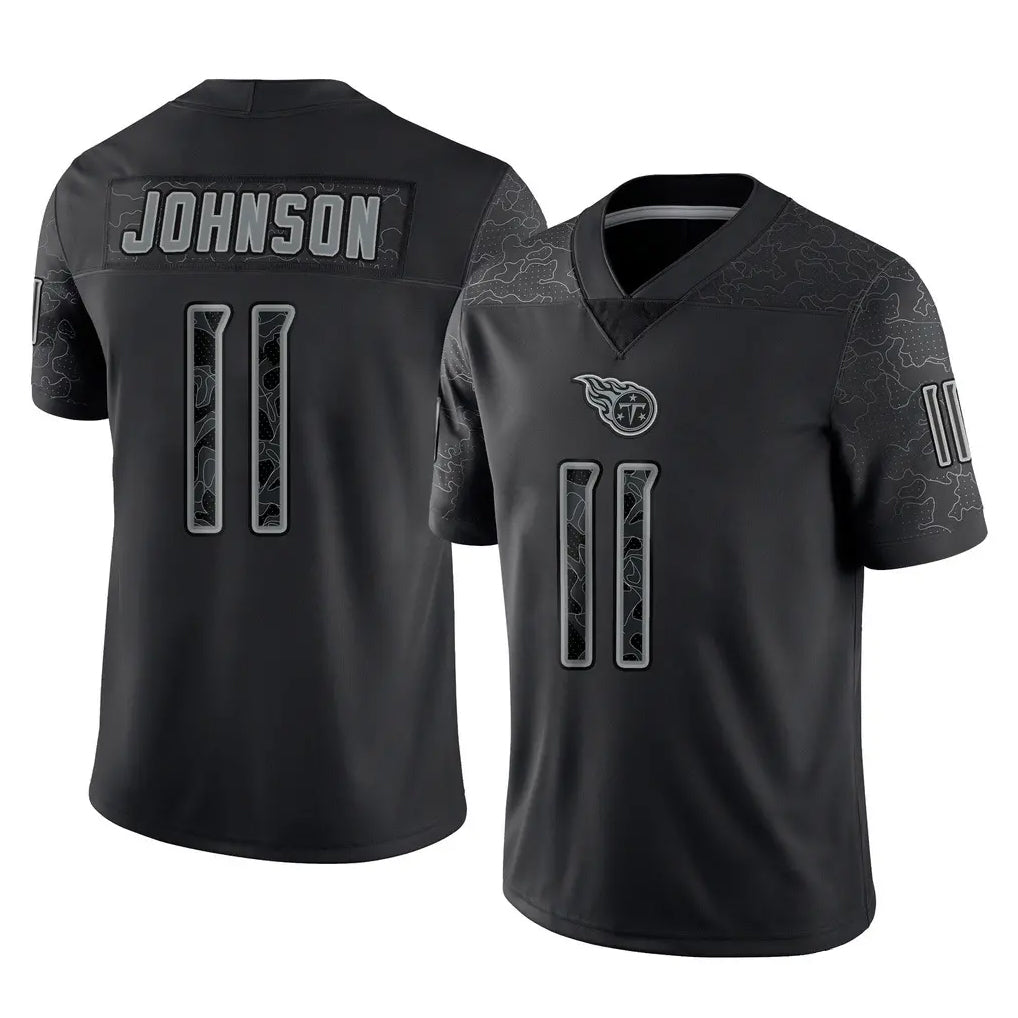Boles T.Titans #11 Jermaine Johnson II Player Black Limited Reflective Home Game Stitched Jerseys