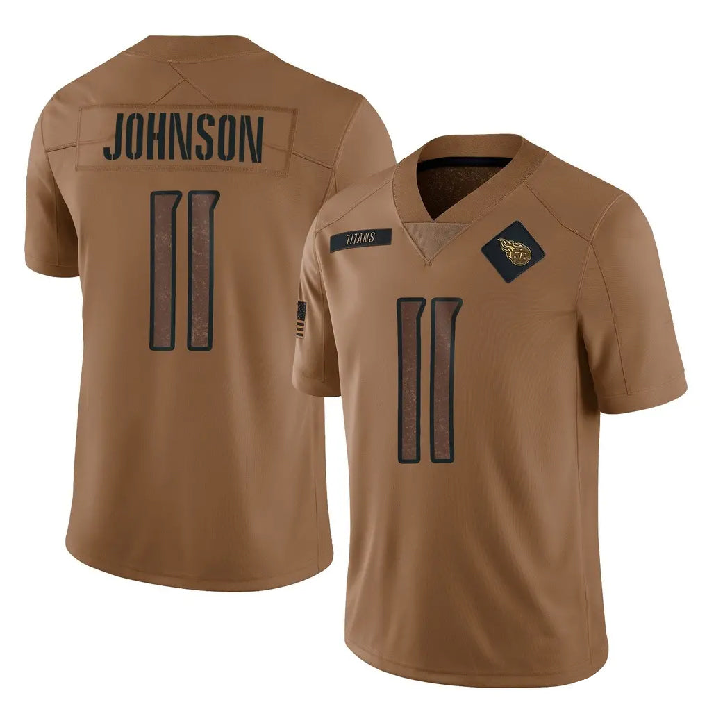 Boles T.Titans #11 Jermaine Johnson II Player Brown Limited Salute to Service Home Game Stitched Jerseys