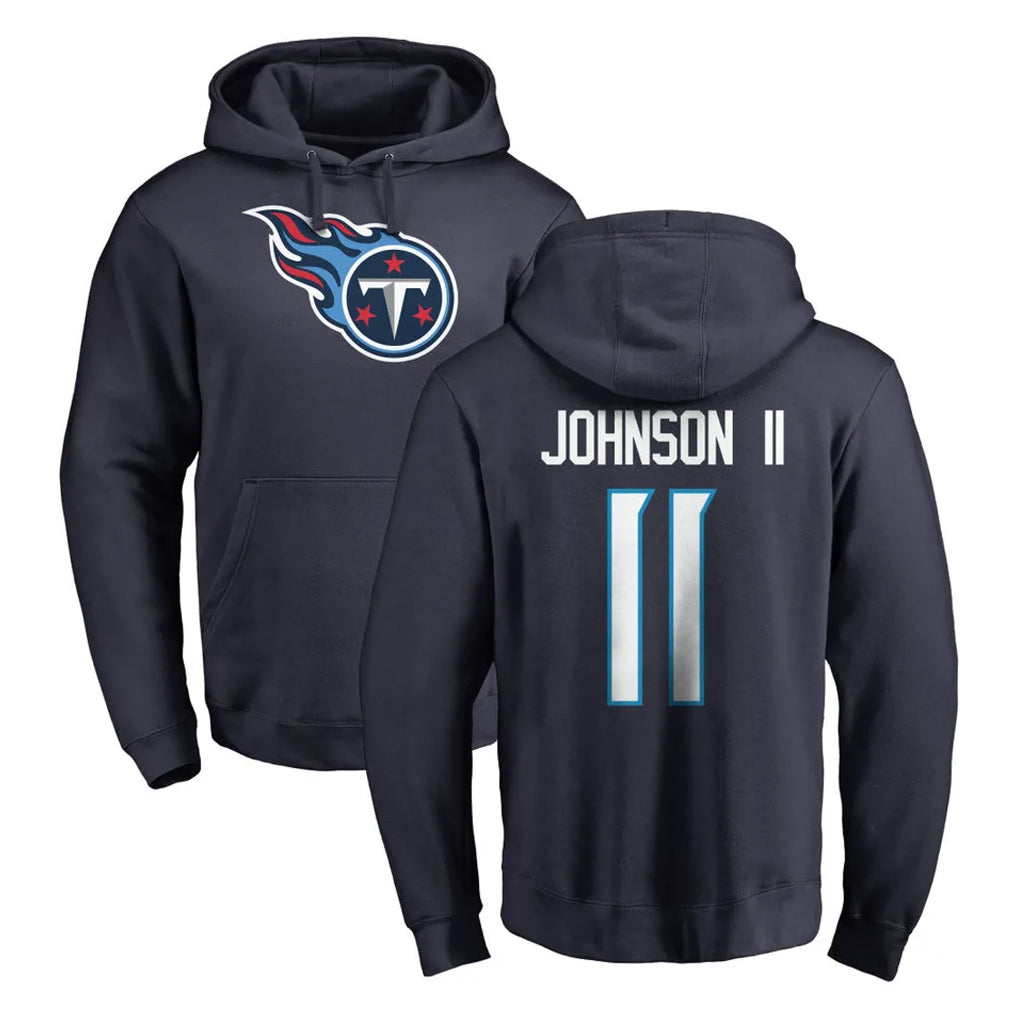 Boles T.Titans #11 Jermaine Johnson II Player Navy Logo Pullover Hoodies Home Game Stitched Jerseys