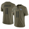 Boles T.Titans #11 Jermaine Johnson II Player Olive Limited Salute to Service Home Game Stitched Jerseys
