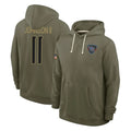 Boles T.Titans #11 Jermaine Johnson II Player Olive Salute to Service Hoodies Home Game Stitched Jerseys