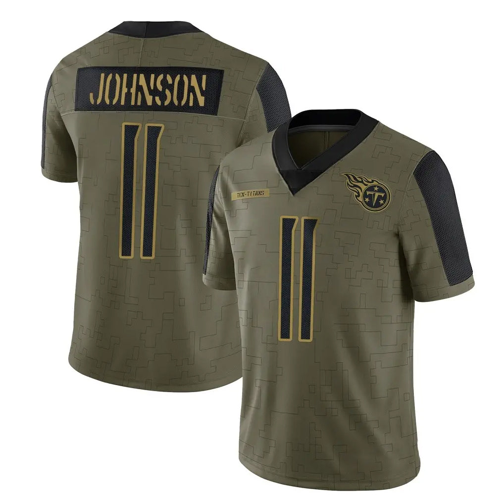 Boles T.Titans #11 Jermaine Johnson II Player Olive Salute to Service Limited Home Game Stitched Jerseys