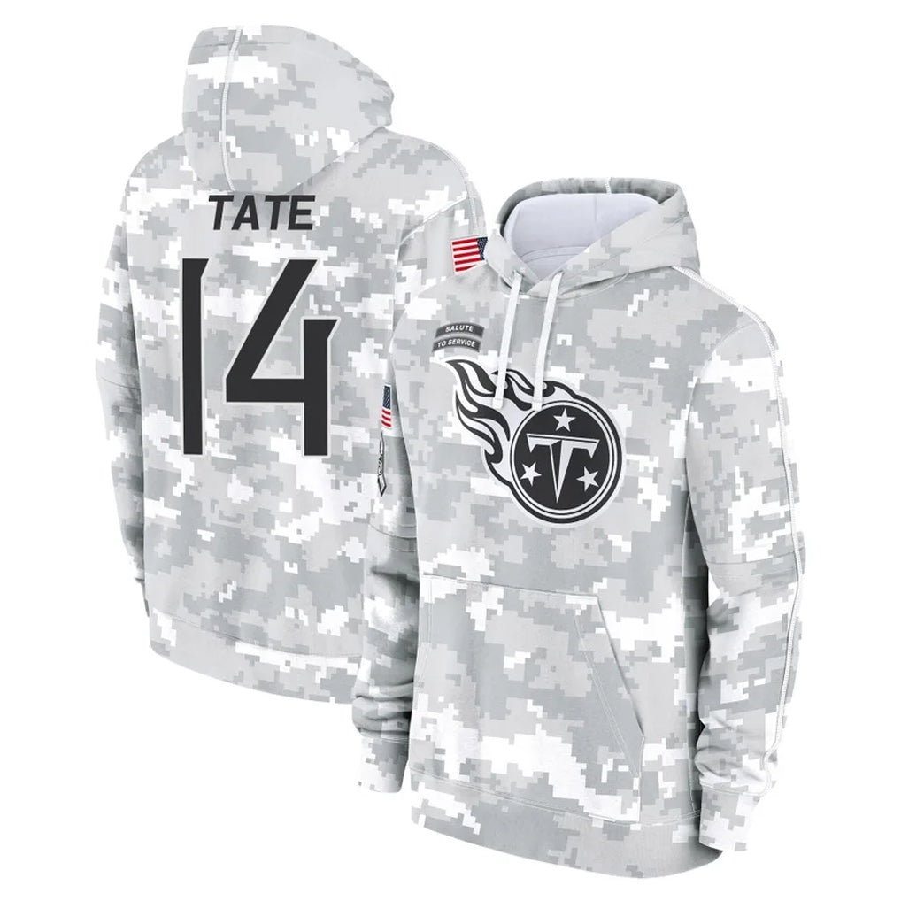 Boles T.Titans #14 Carnell Tate Player Camo Arctic Salute to Service Pullover Hoodies Home Game Stitched Jerseys
