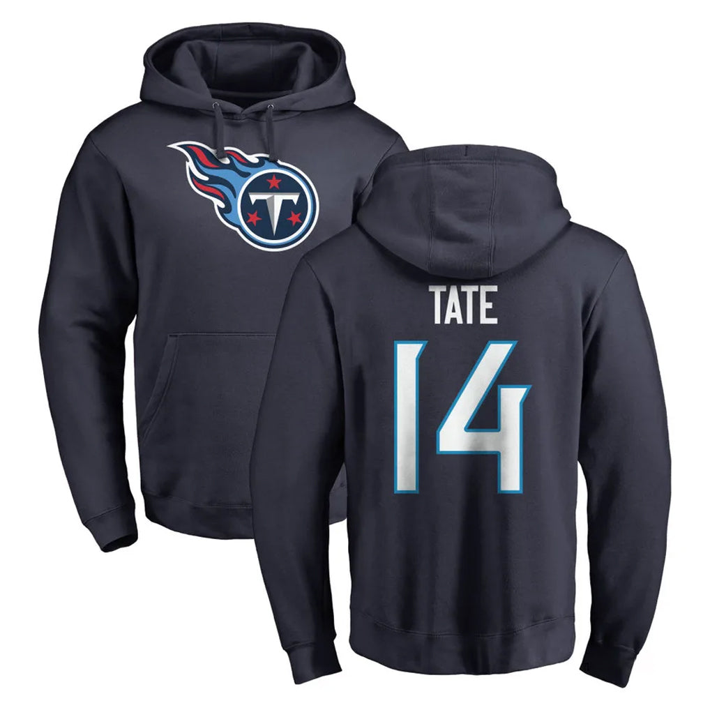Boles T.Titans #14 Carnell Tate Player Navy Logo Pullover Hoodies Home Game Stitched Jerseys