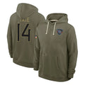 Boles T.Titans #14 Carnell Tate Player Olive Salute to Service Hoodies Home Game Stitched Jerseys