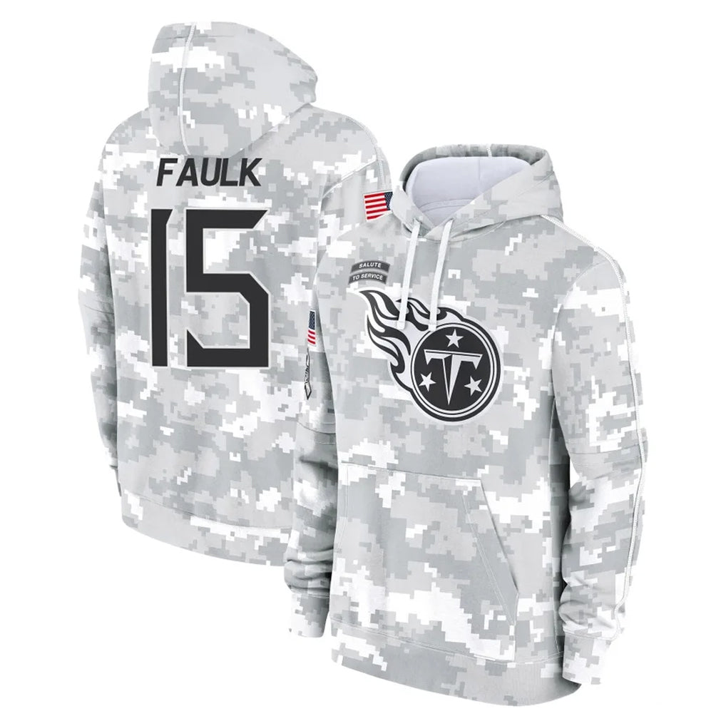 Boles T.Titans #15 Keldric Faulk Player Camo Arctic Salute to Service Pullover Hoodies Home Game Stitched Jerseys