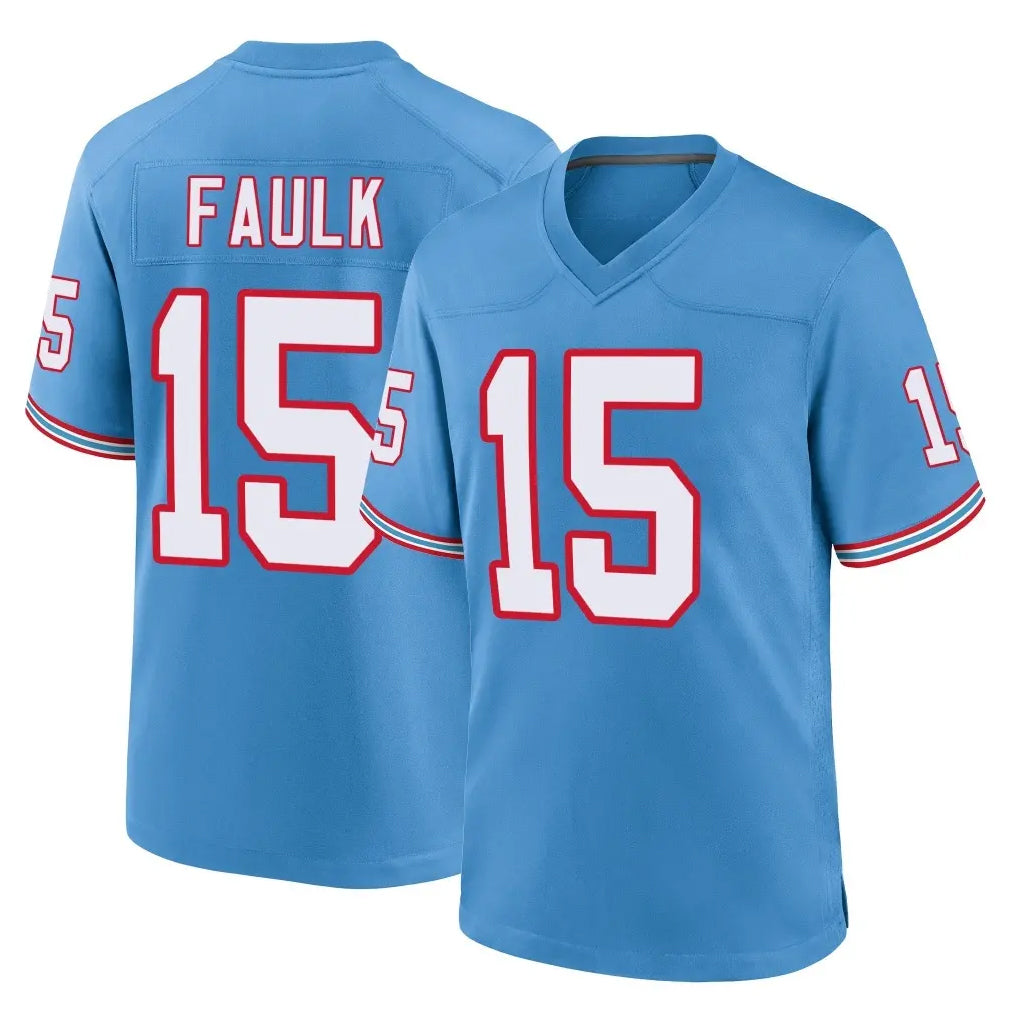 Boles T.Titans #15 Keldric Faulk Player Light Blue Oilers Throwback Home Game Stitched Jerseys