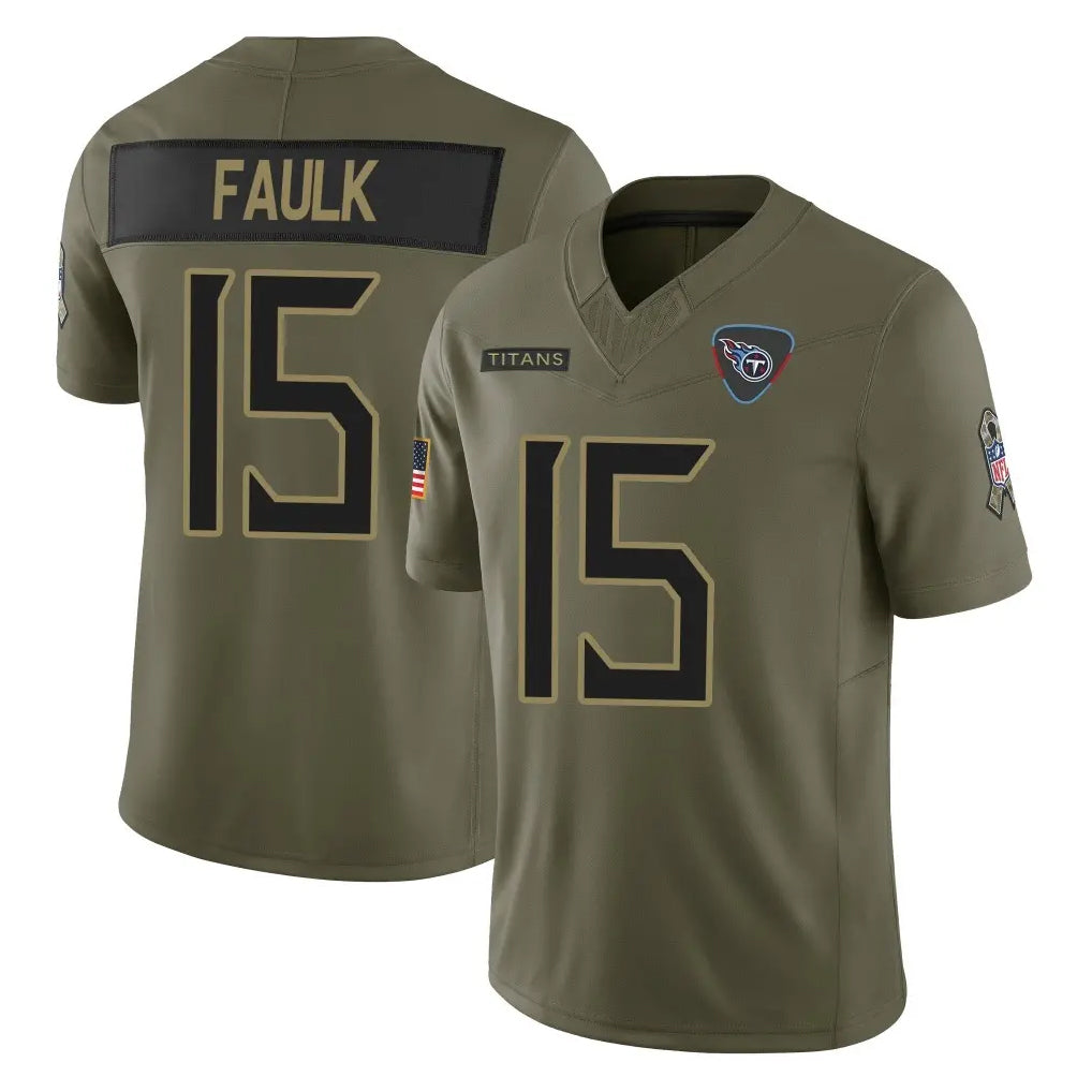 Boles T.Titans #15 Keldric Faulk Player Olive Limited 2025 Salute to Service Home Game Stitched Jerseys