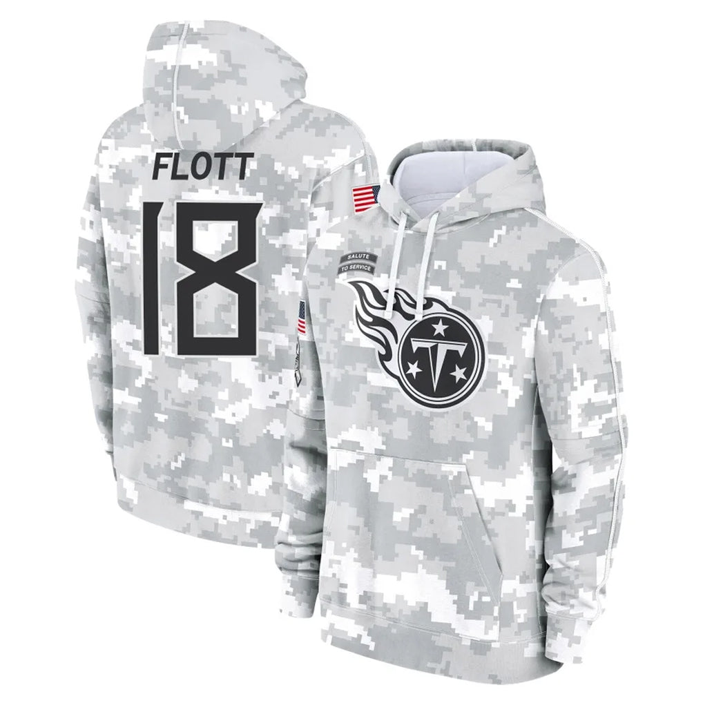 Boles T.Titans #18 Cor'Dale Flott Player Camo Arctic Salute to Service Pullover Hoodies Home Game Stitched Jerseys