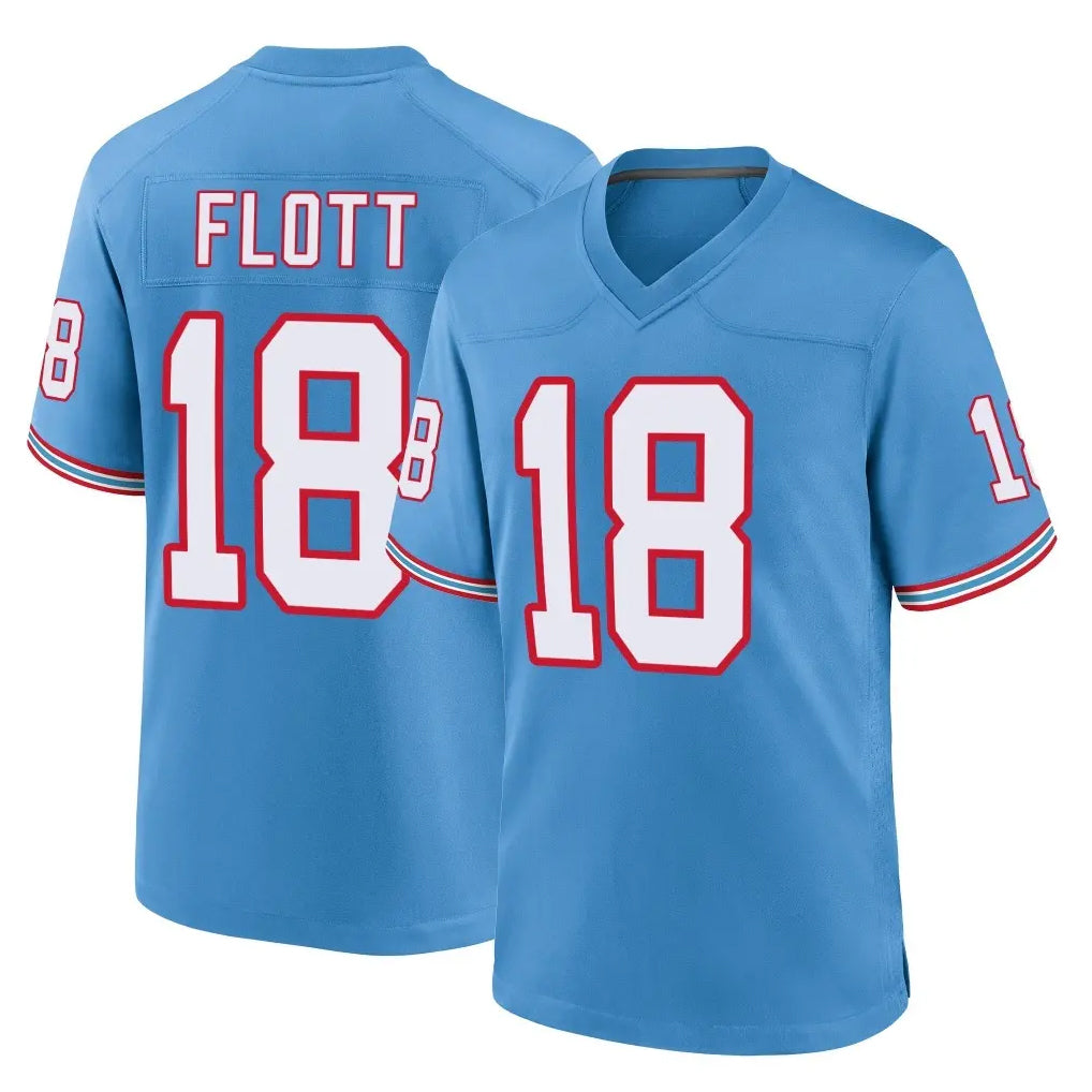 Boles T.Titans #18 Cor'Dale Flott Player Light Blue Oilers Throwback Home Game Stitched Jerseys