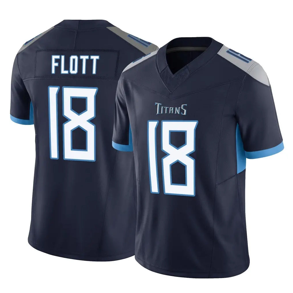 Boles T.Titans #18 Cor'Dale Flott Player Navy Limited Vapor F.U.S.E. Home Game Stitched Jerseys