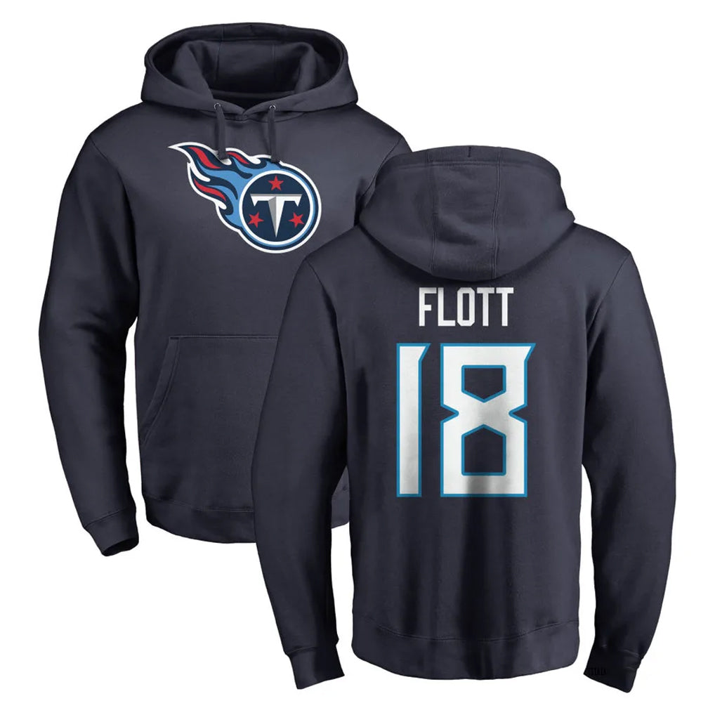 Boles T.Titans #18 Cor'Dale Flott Player Navy Logo Pullover Hoodies Home Game Stitched Jerseys