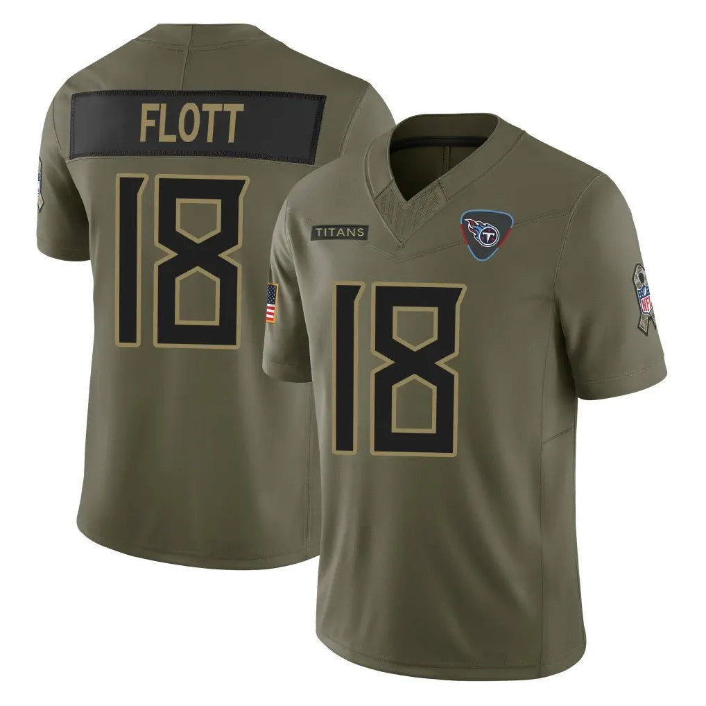 Boles T.Titans #18 Cor'Dale Flott Player Olive Limited 2025 Salute to Service Home Game Stitched Jerseys