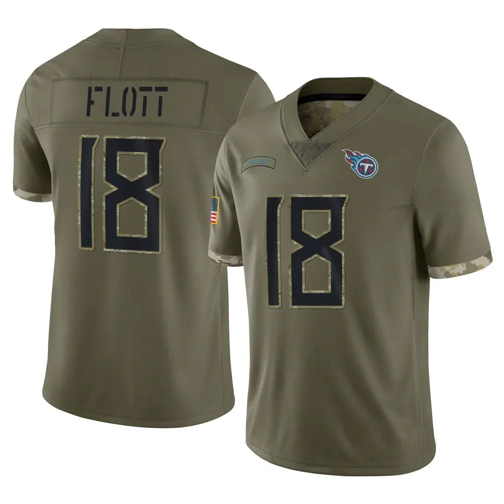 Boles T.Titans #18 Cor'Dale Flott Player Olive Limited Salute to Service Home Game Stitched Jerseys
