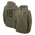 Boles T.Titans #18 Cor'Dale Flott Player Olive Salute to Service Hoodies Home Game Stitched Jerseys