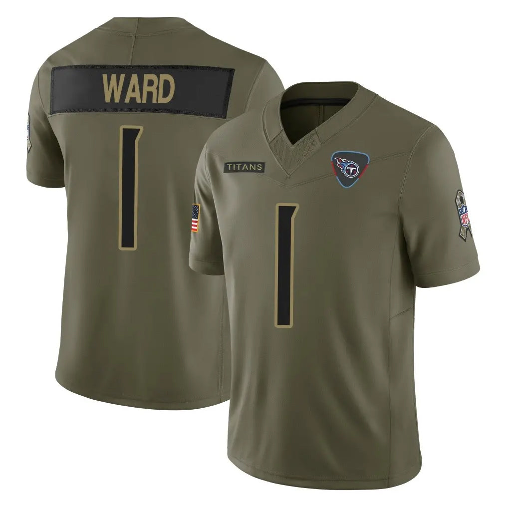Boles T.Titans #1 Cam Ward Player Olive Limited 2025 Salute to Service Home Game Stitched Jerseys
