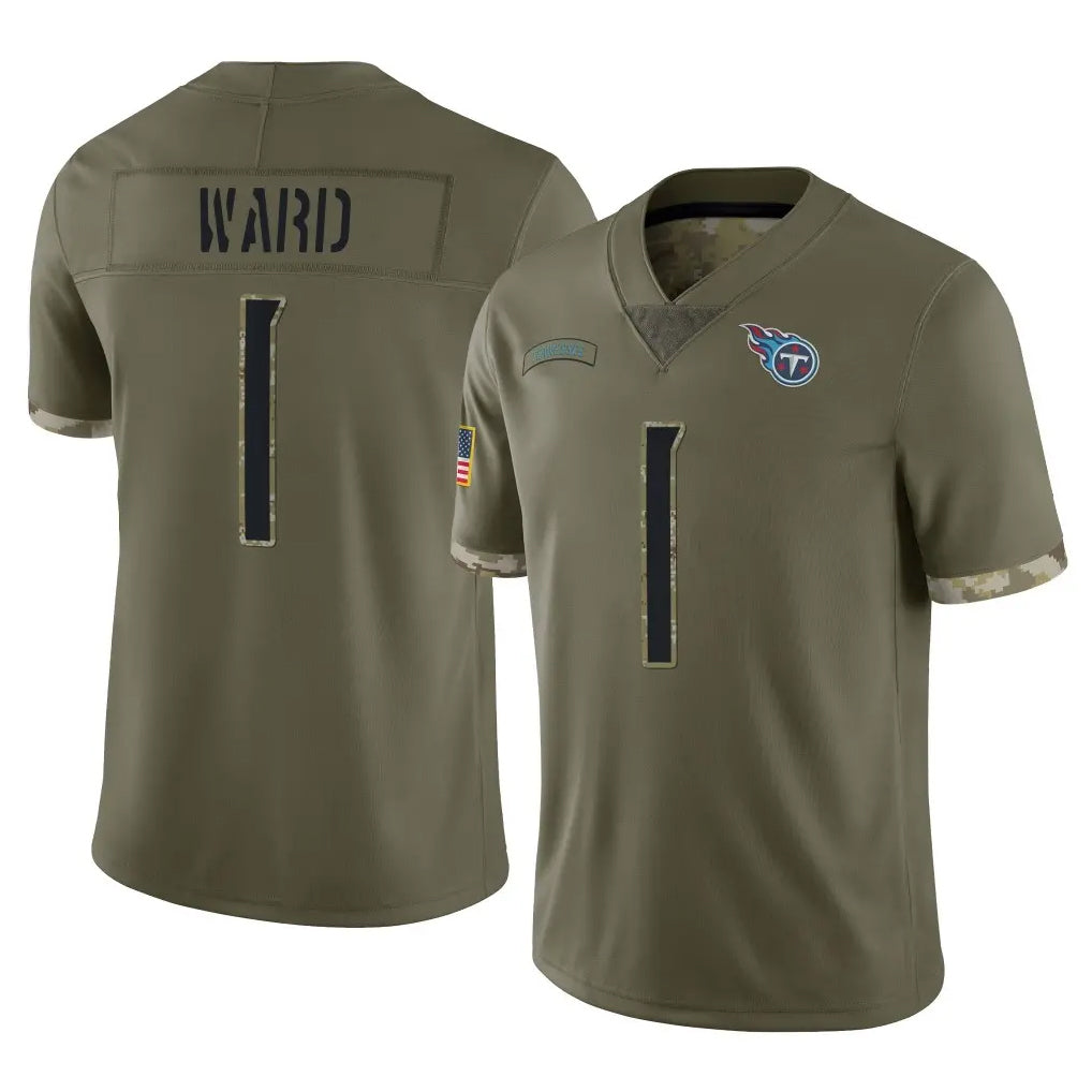 Boles T.Titans #1 Cam Ward Player Olive Limited Salute to Service Home Game Stitched Jerseys