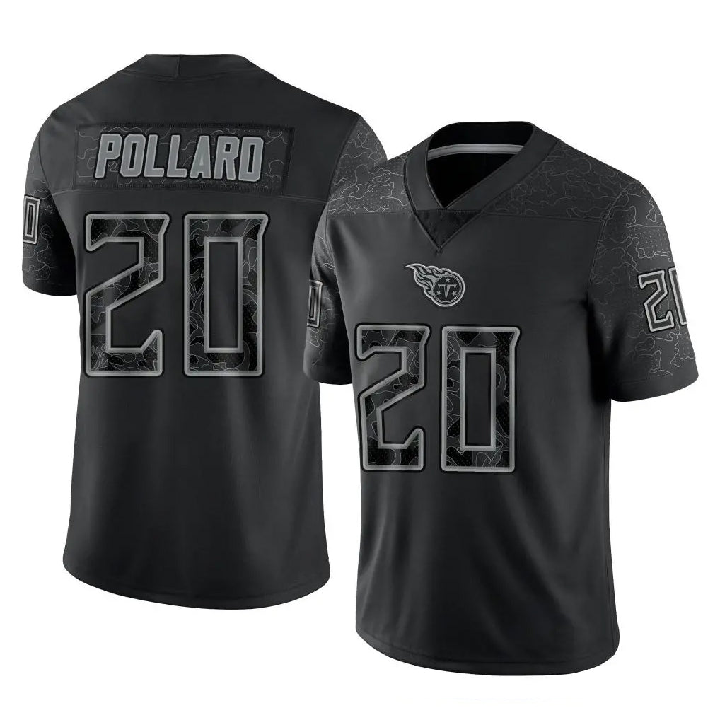 Boles T.Titans #20 Tony Pollard Player Black Limited Reflective Home Game Stitched Jerseys