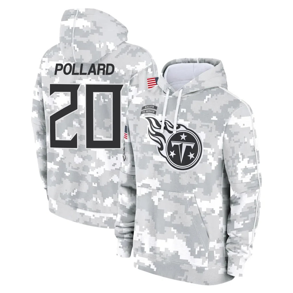 Boles T.Titans #20 Tony Pollard Player Camo Arctic Salute to Service Pullover Hoodies Home Game Stitched Jerseys