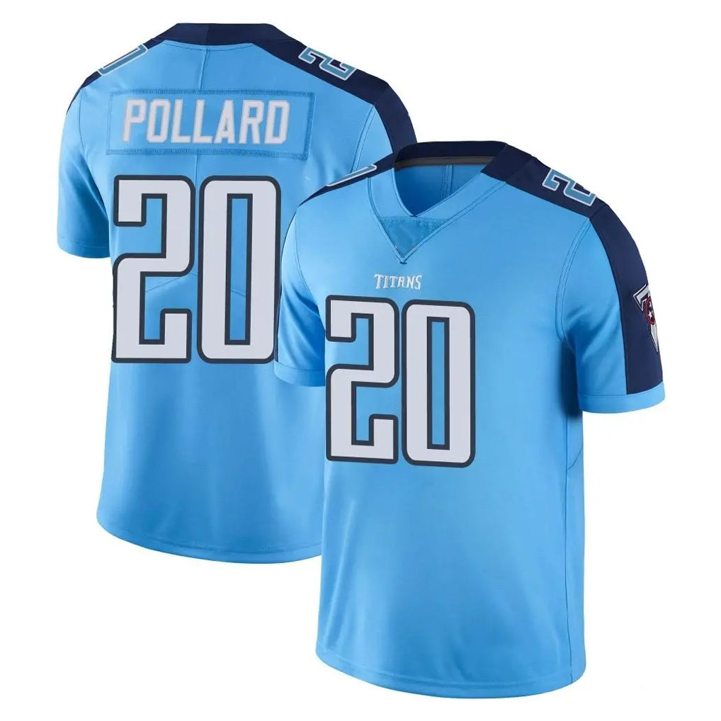 Boles T.Titans #20 Tony Pollard Player Light Blue Limited Color Rush Home Game Stitched Jerseys