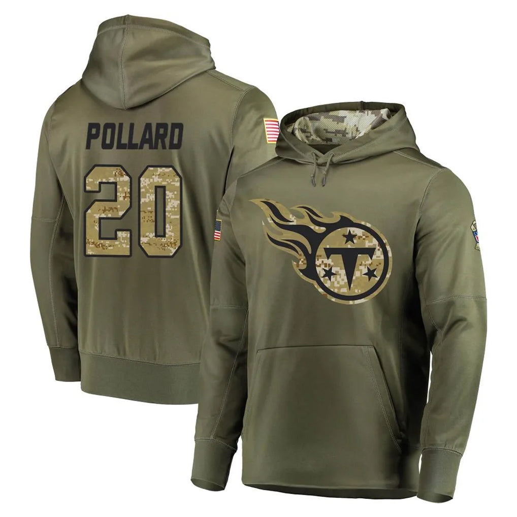 Boles T.Titans #20 Tony Pollard Player Olive Salute to Service Pullover Hoodies Home Game Stitched Jerseys