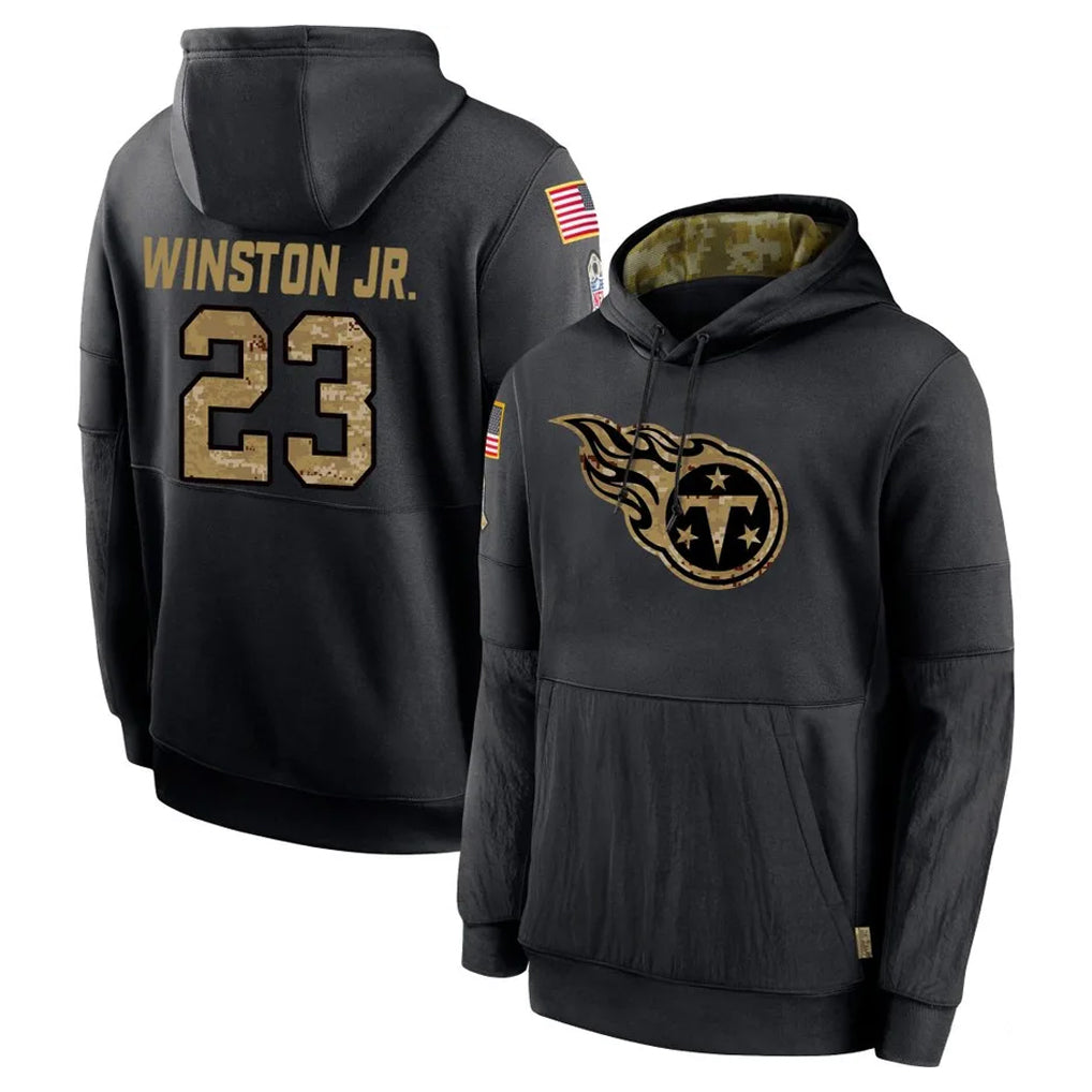 Boles T.Titans #23 Kevin Winston Jr. Player Black Salute to Service Sideline Performance Pullover Hoodies Home Game Stitched Jerseys
