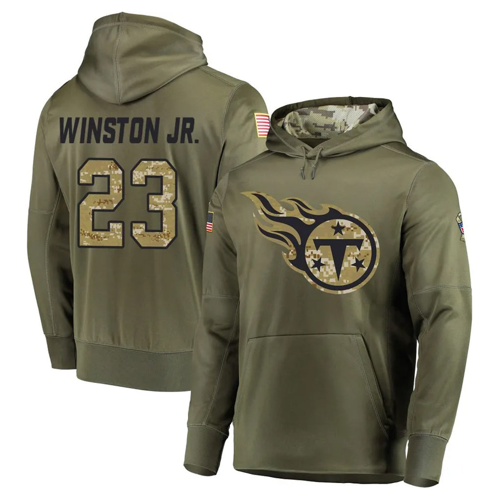 Boles T.Titans #23 Kevin Winston Jr. Player Olive Salute to Service Pullover Hoodies Home Game Stitched Jerseys