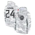 Boles T.Titans #24 Alontae Taylor Player Camo Arctic Salute to Service Pullover Hoodies Home Game Stitched Jerseys