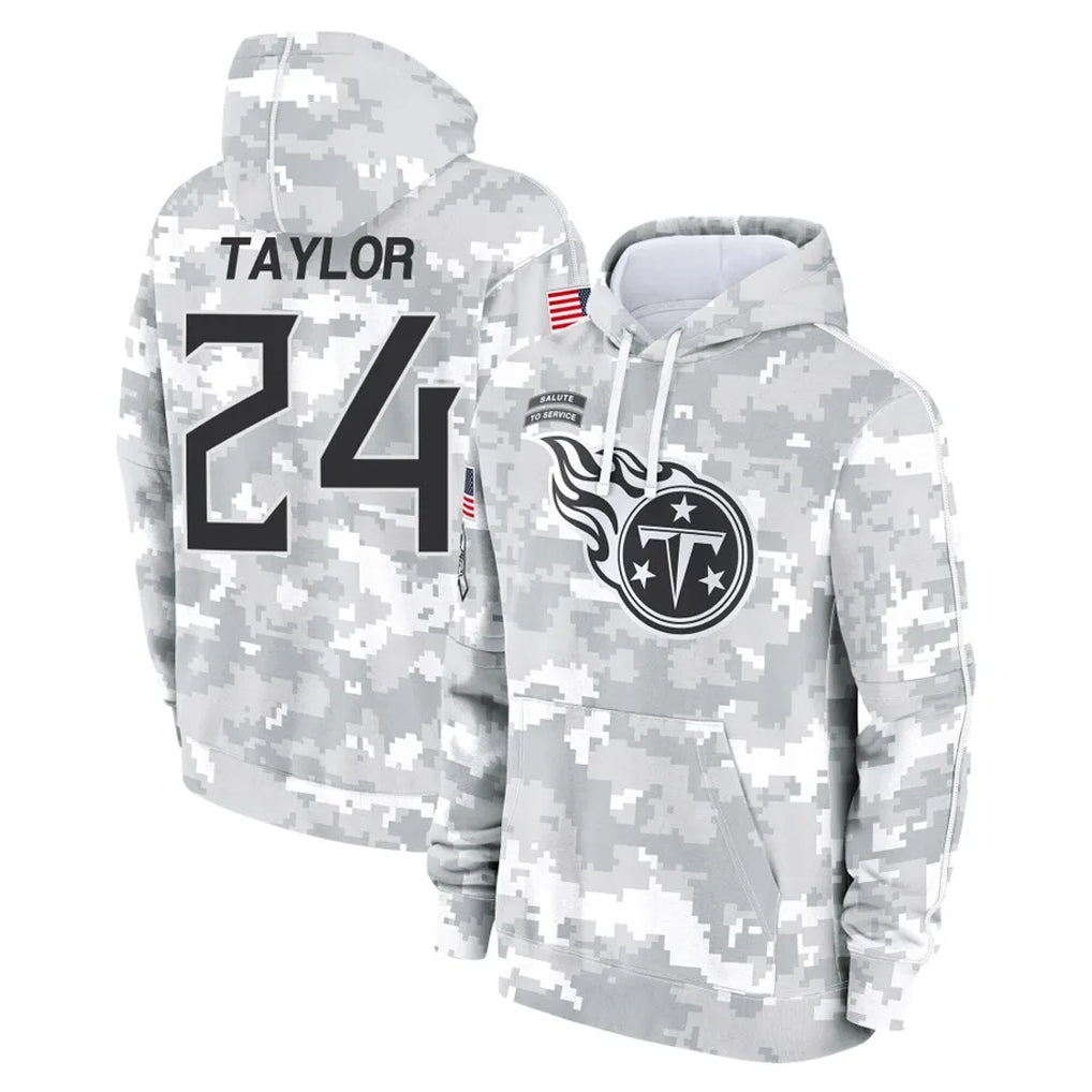 Boles T.Titans #24 Alontae Taylor Player Camo Arctic Salute to Service Pullover Hoodies Home Game Stitched Jerseys
