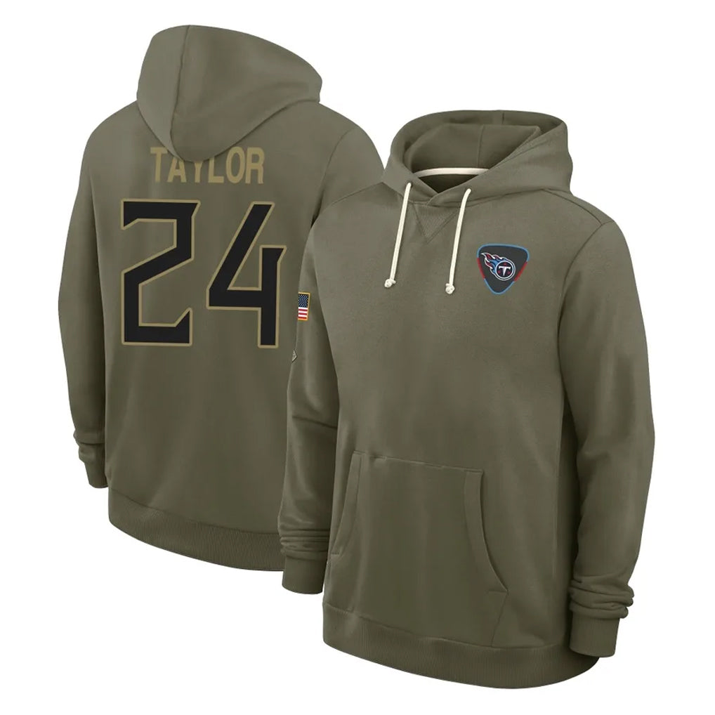 Boles T.Titans #24 Alontae Taylor Player Olive Salute to Service Hoodies Home Game Stitched Jerseys