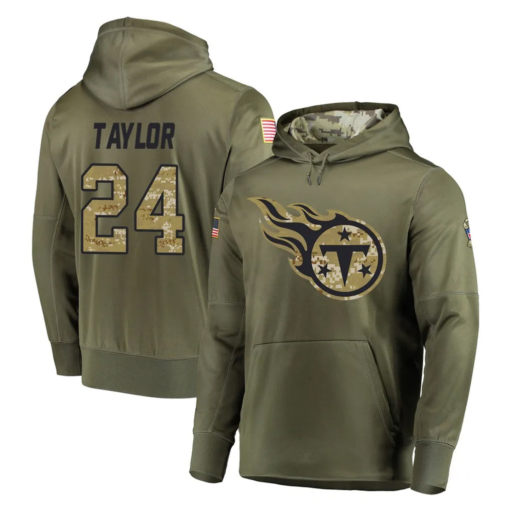 Boles T.Titans #24 Alontae Taylor Player Olive Salute to Service Pullover Hoodies Home Game Stitched Jerseys