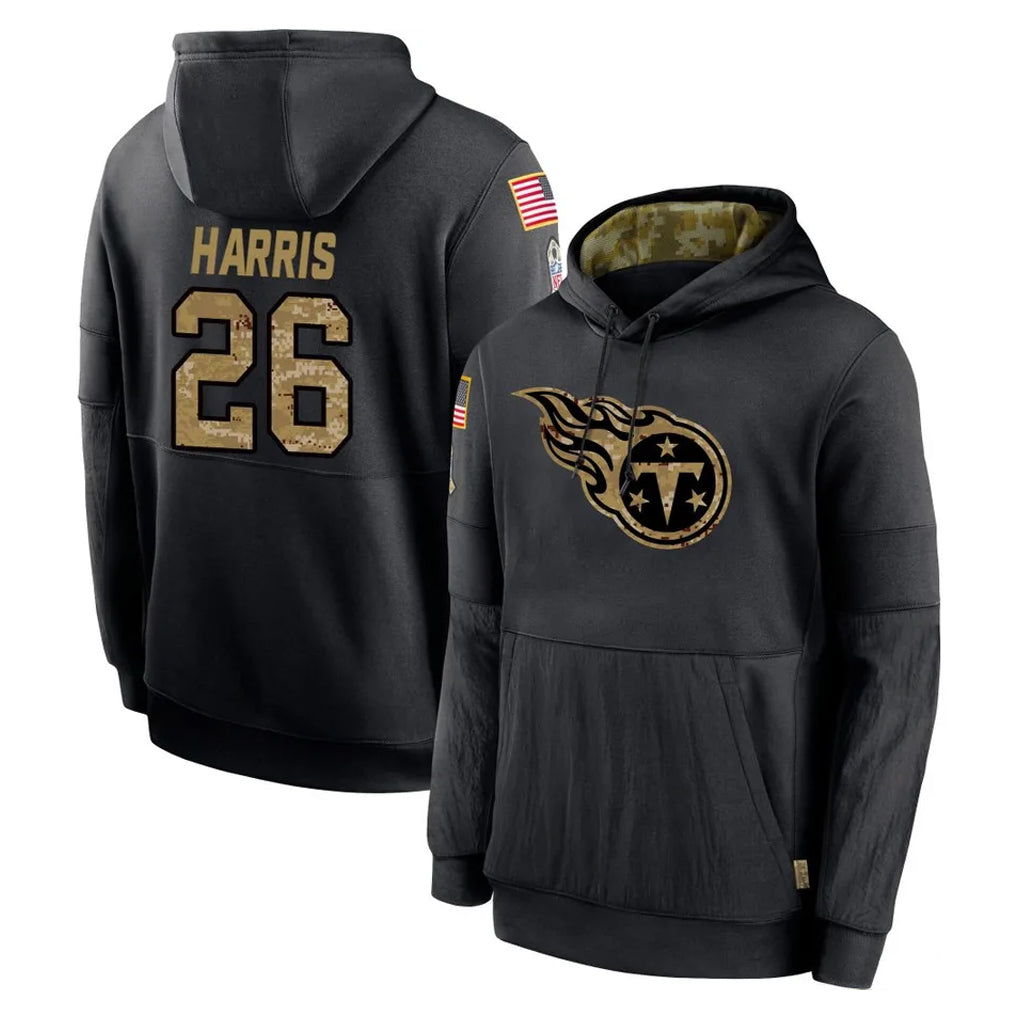 Boles T.Titans #26 Marcus Harris Player Black Salute to Service Sideline Performance Pullover Hoodies Home Game Stitched Jerseys