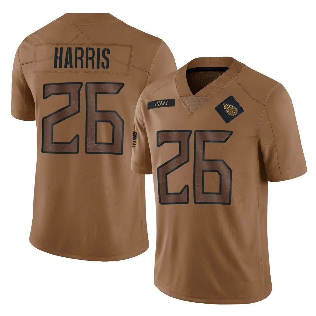 Boles T.Titans #26 Marcus Harris Player Brown Limited Salute to Service Home Game Stitched Jerseys