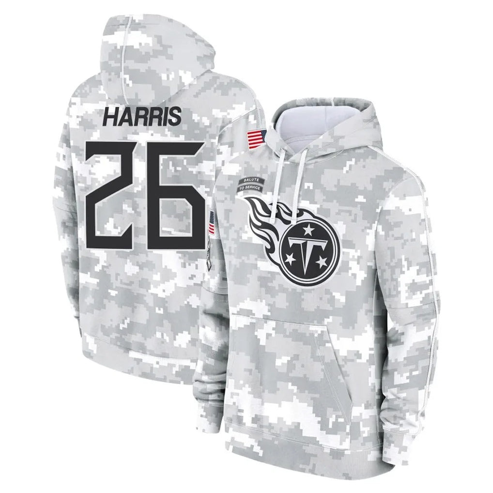 Boles T.Titans #26 Marcus Harris Player Camo Arctic Salute to Service Pullover Hoodies Home Game Stitched Jerseys