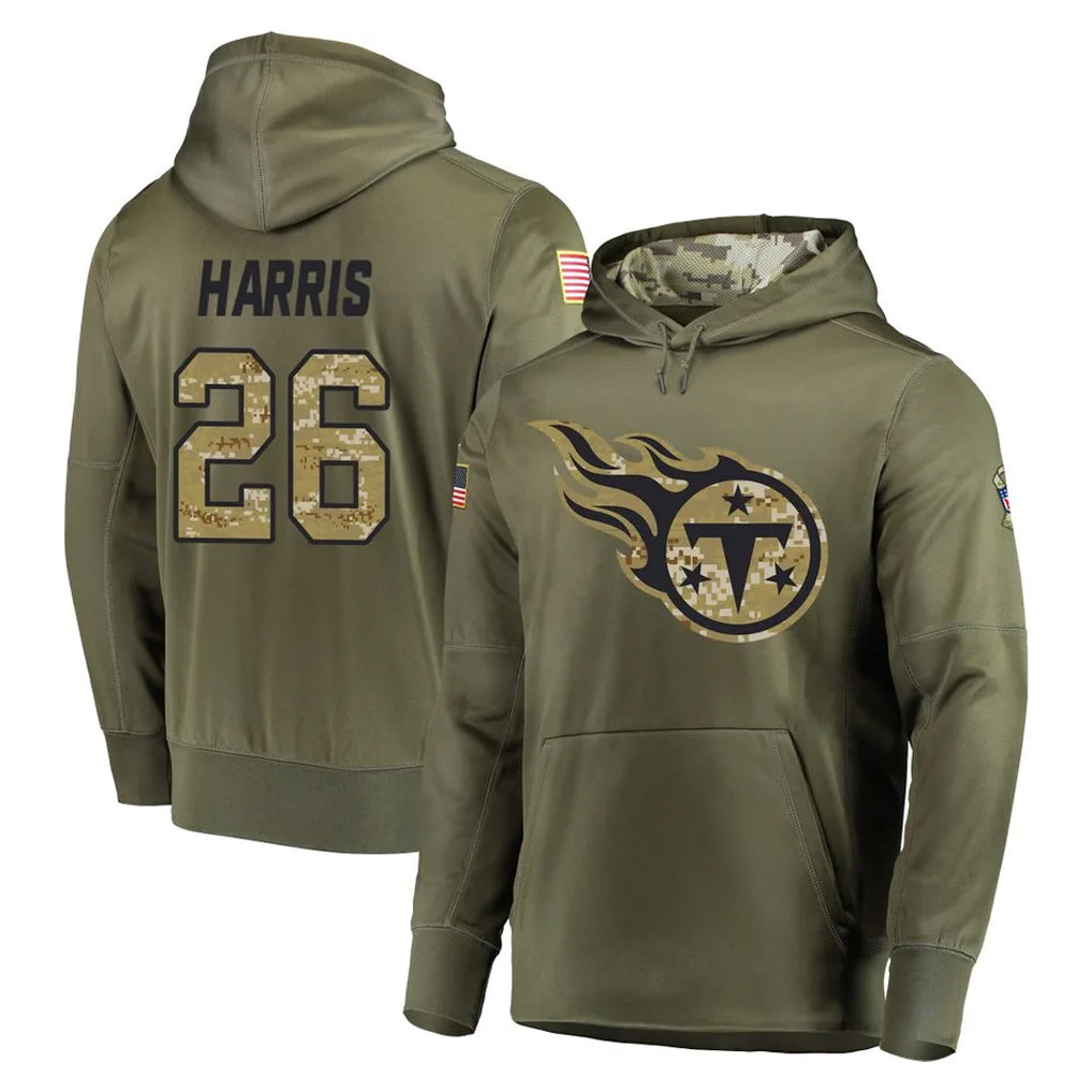 Boles T.Titans #26 Marcus Harris Player Olive Salute to Service Pullover Hoodies Home Game Stitched Jerseys