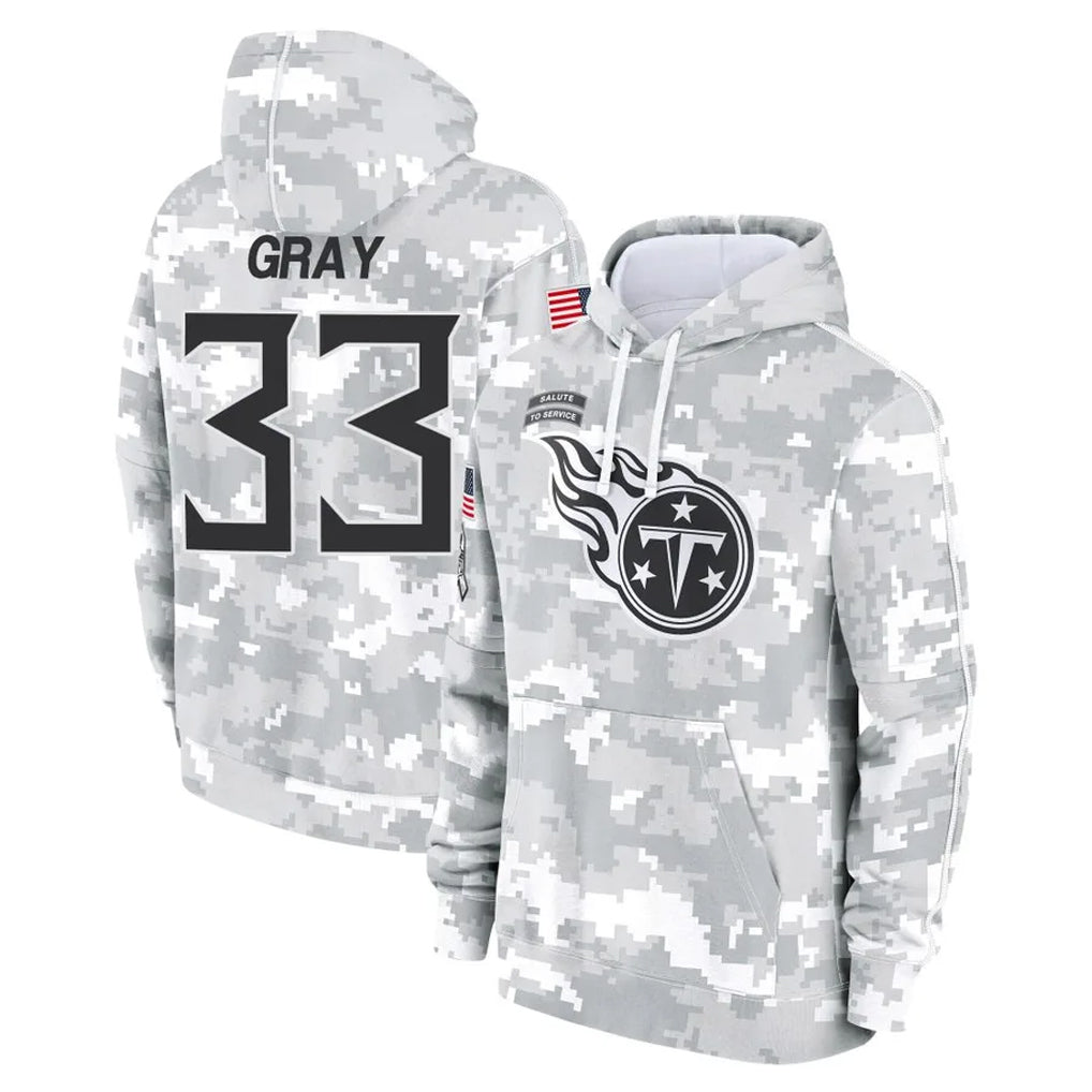 Boles T.Titans #33 Cedric Gray Player Camo Arctic Salute to Service Pullover Hoodies Home Game Stitched Jerseys