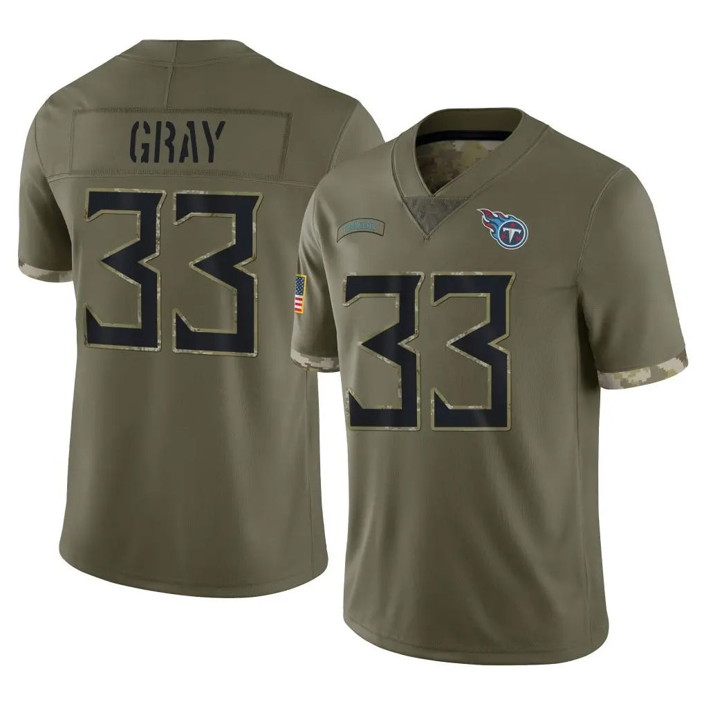Boles T.Titans #33 Cedric Gray Player Olive Limited Salute to Service Home Game Stitched Jerseys