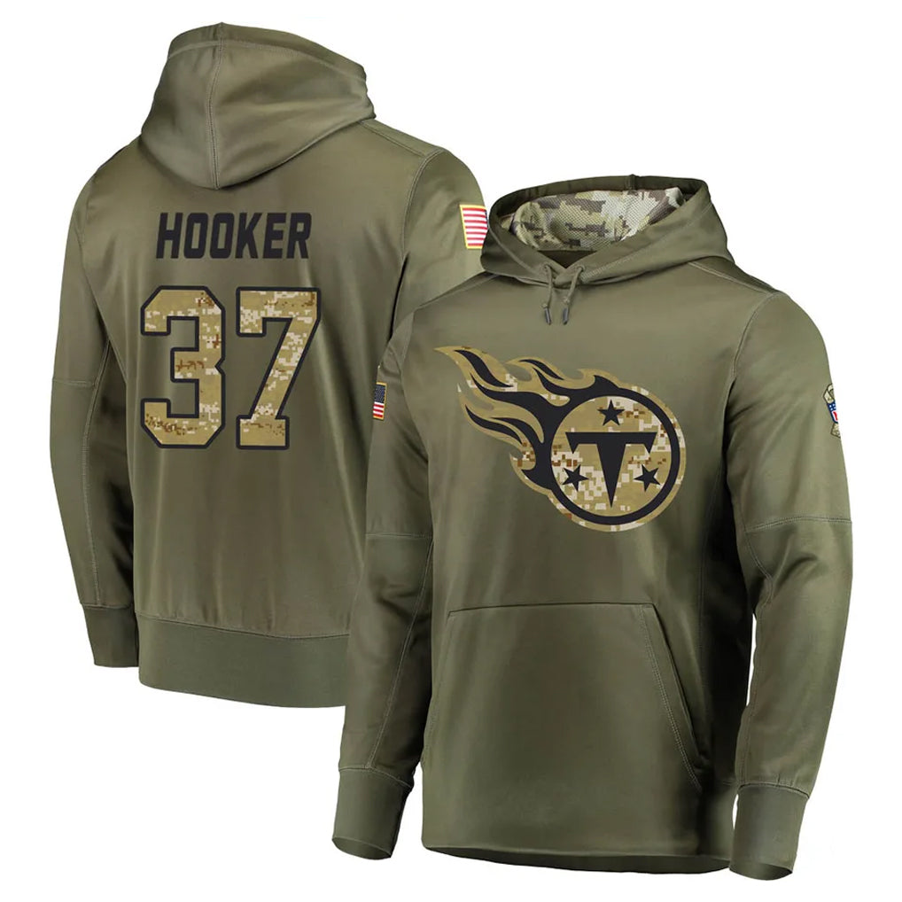 Boles T.Titans #37 Amani Hooker Player Olive Salute to Service Pullover Hoodies Home Game Stitched Jerseys