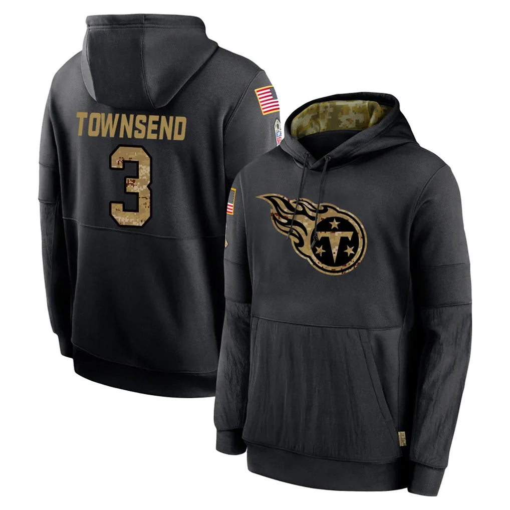 Boles T.Titans #3 Tommy Townsend Player Black Salute to Service Sideline Performance Pullover Hoodies Home Game Stitched Jerseys