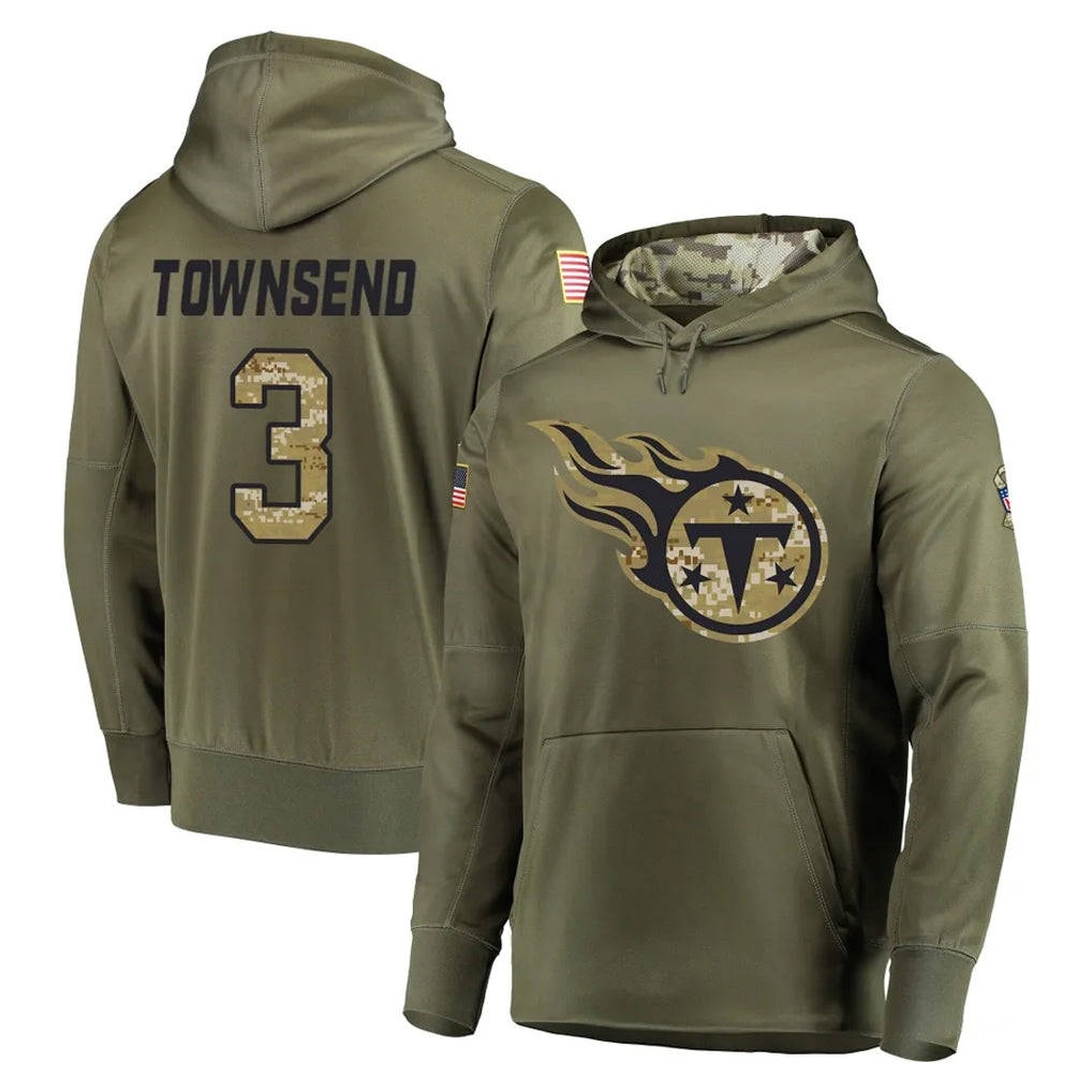 Boles T.Titans #3 Tommy Townsend Player Olive Salute to Service Pullover Hoodies Home Game Stitched Jerseys