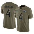 Boles T.Titans #4 Wan'Dale Robinson Player Olive Limited Salute to Service Home Game Stitched Jerseys