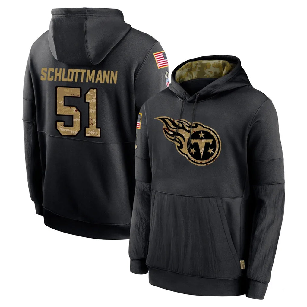 Boles T.Titans #51 Austin Schlottmann Player Black Salute to Service Sideline Performance Pullover Hoodies Home Game Stitched Jerseys