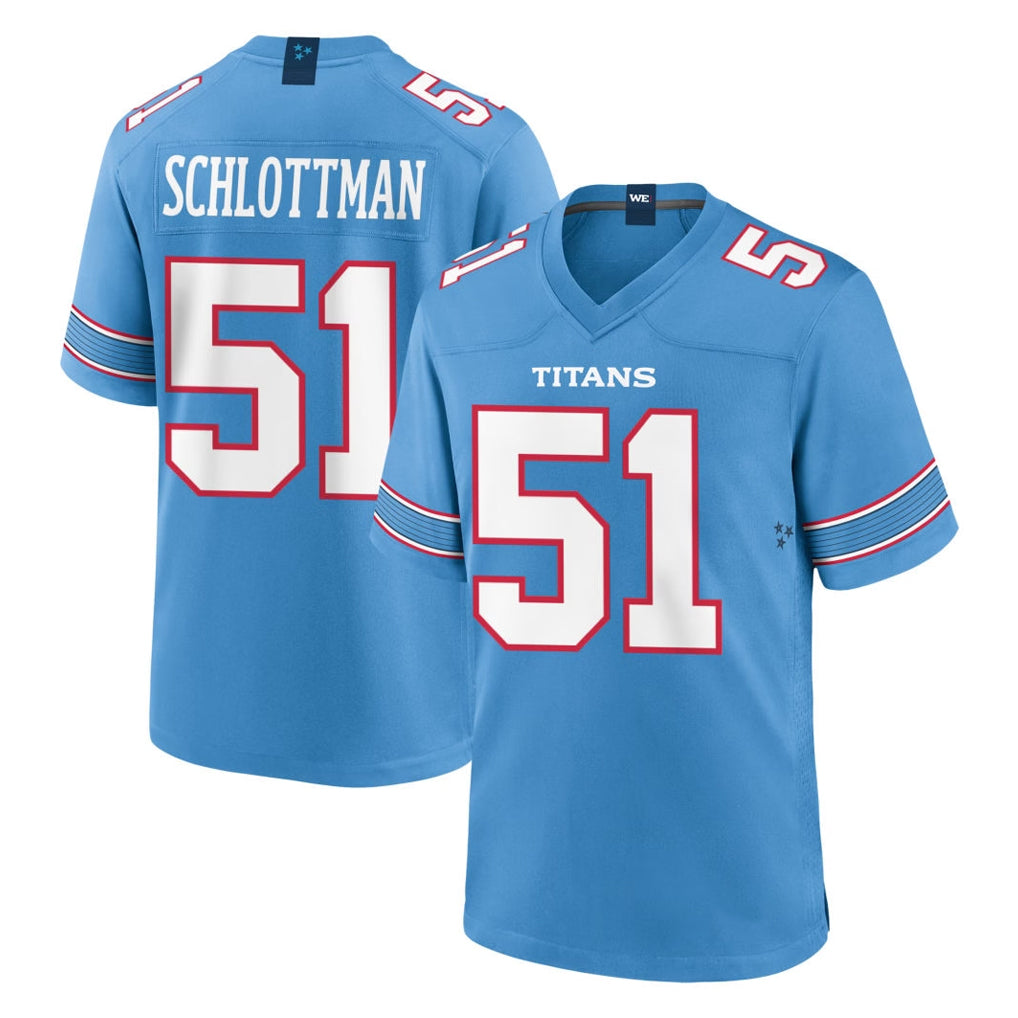 Boles T.Titans #51 Austin Schlottmann Player Light Blue 2026 Game Home Stitched Jerseys