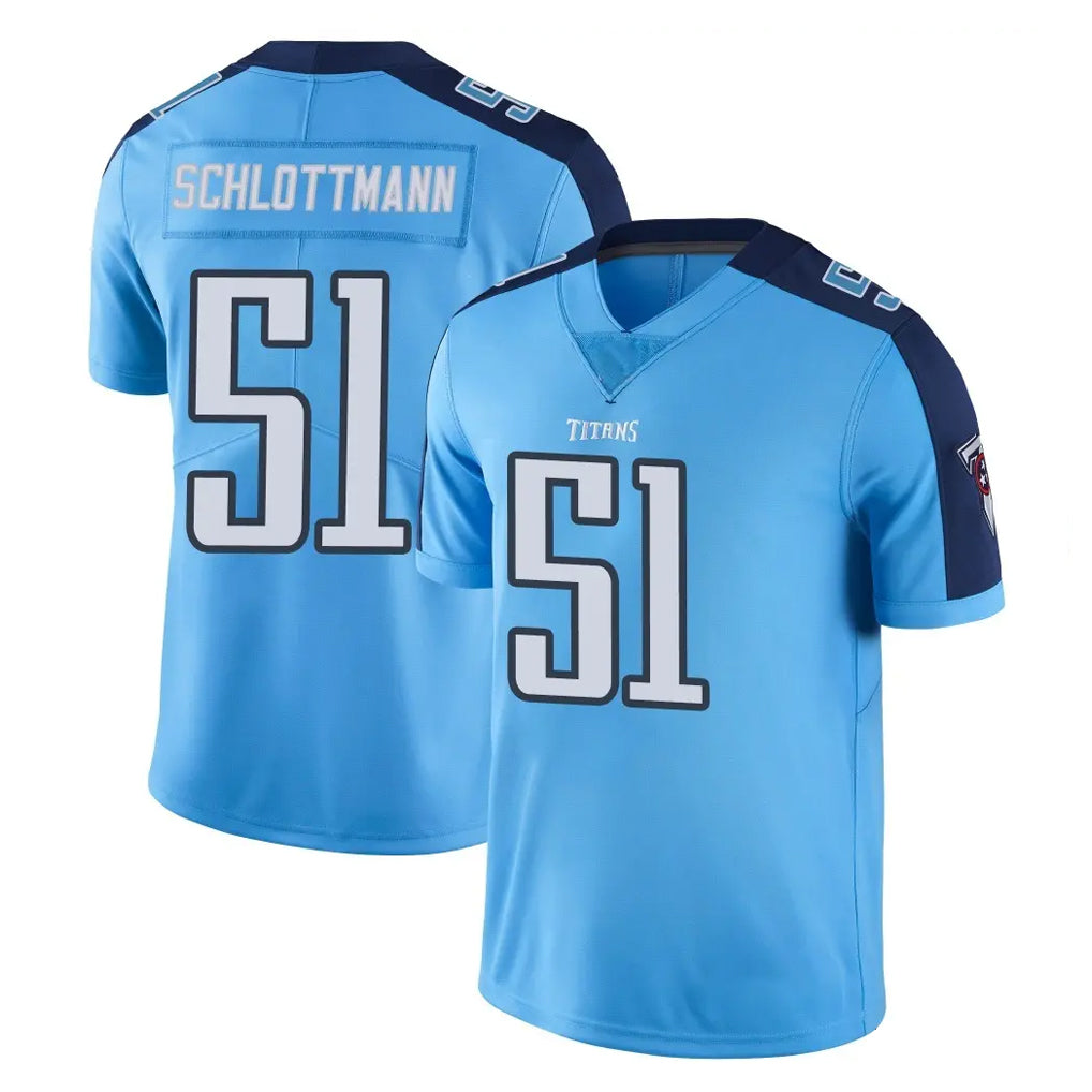 Boles T.Titans #51 Austin Schlottmann Player Light Blue Limited Color Rush Home Game Stitched Jerseys
