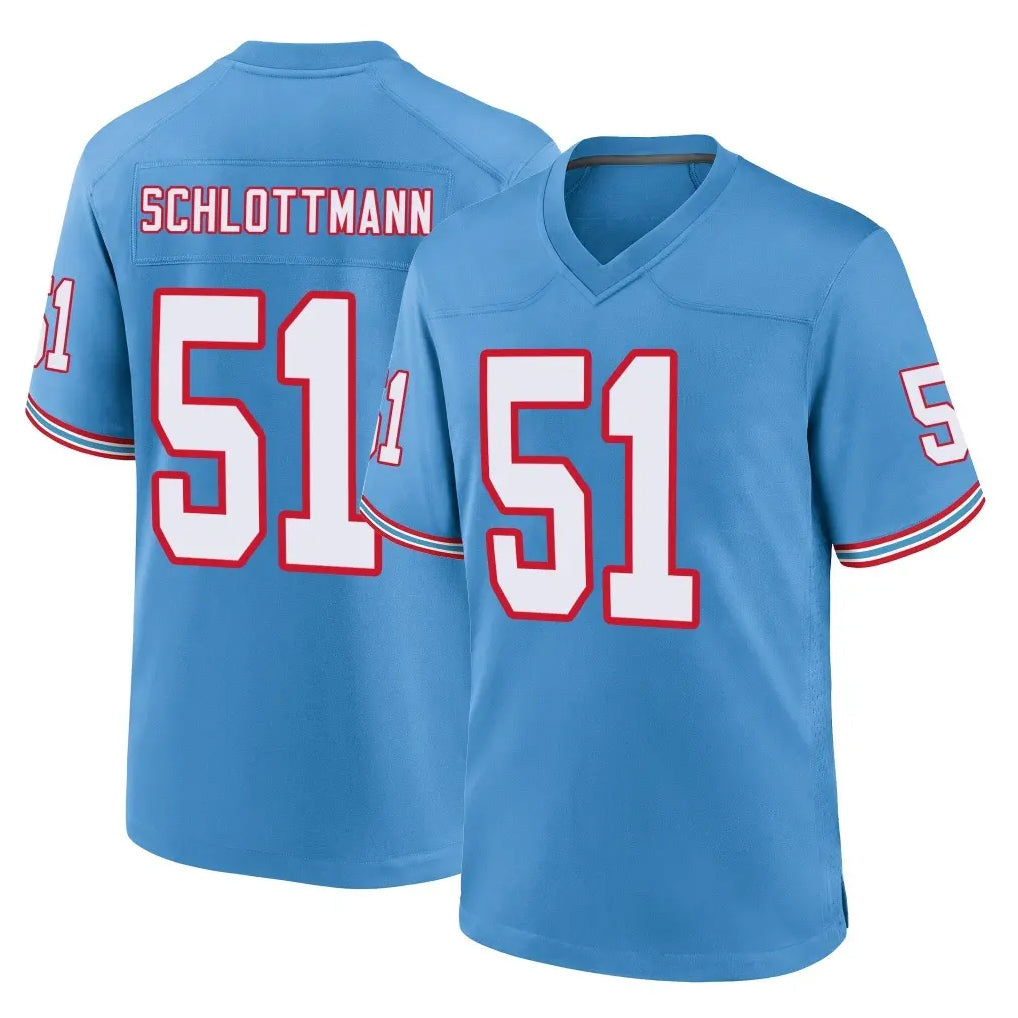 Boles T.Titans #51 Austin Schlottmann Player Light Blue Oilers Throwback Home Game Stitched Jerseys