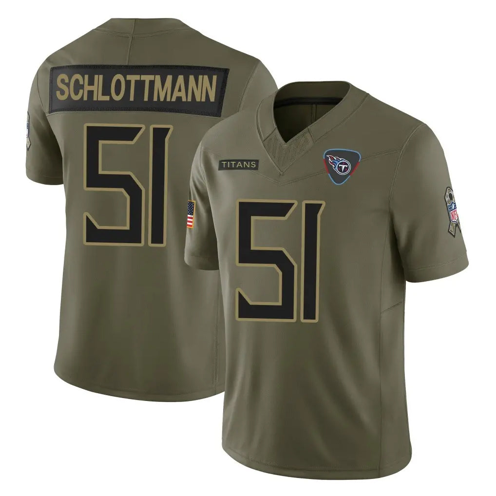 Boles T.Titans #51 Austin Schlottmann Player Olive Limited 2025 Salute to Service Home Game Stitched Jerseys